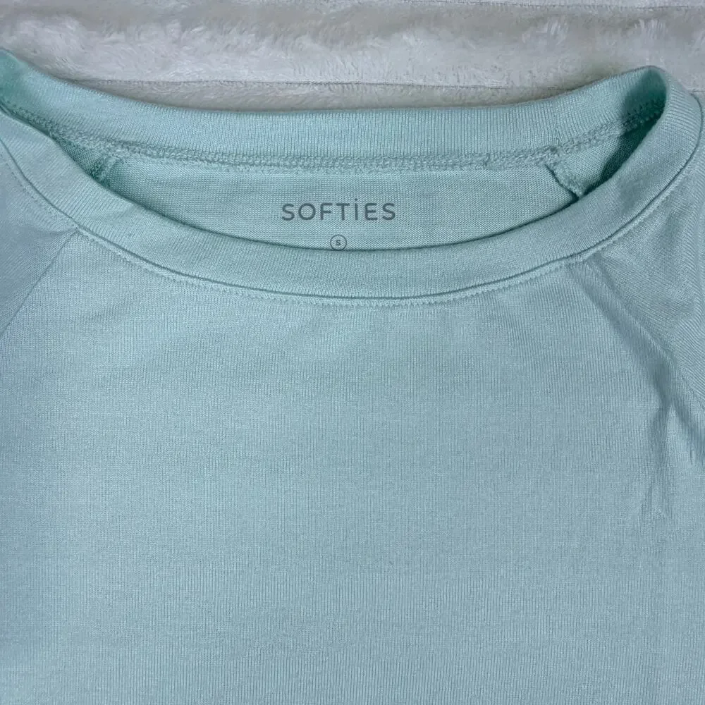 Softies Women's 3/4 Sleeve Boat Neck Top and Short Set Aqua Mint /Small